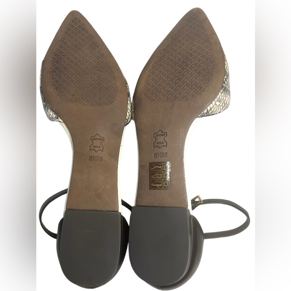 TORY BURCH | Snakeskin Embossed Leather Ankle Strap Flats - Picture 5 of 5